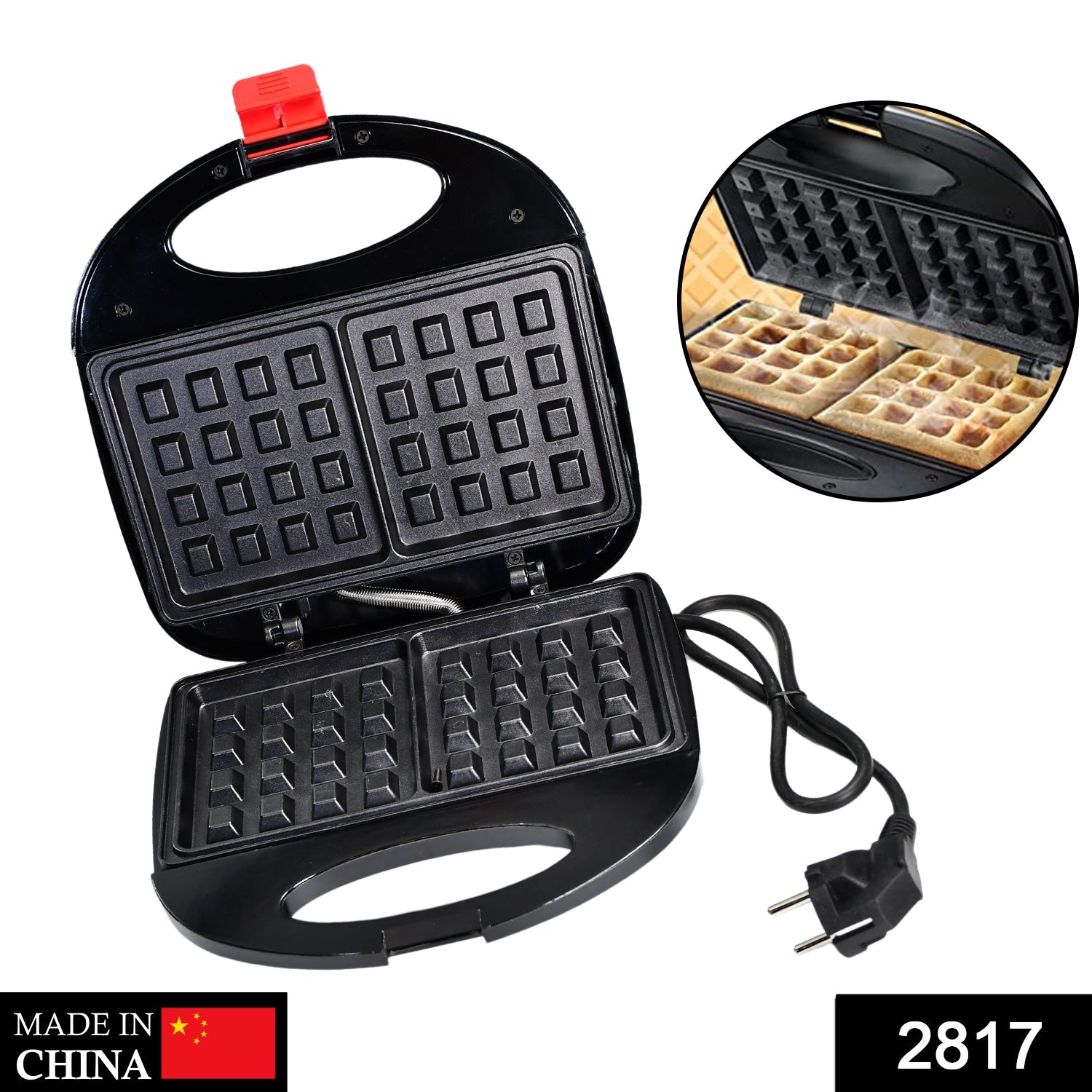 2817 Waffle Maker, Makes 2 Square Shape Waffles| Non-Stick Plates| Easy to Use with Indicator Lights DeoDap 2817 Waffle Maker, Makes 2 Square Shape Waffles| Non-Stick Plates| Easy to Use with Indicator Lights DeoDap